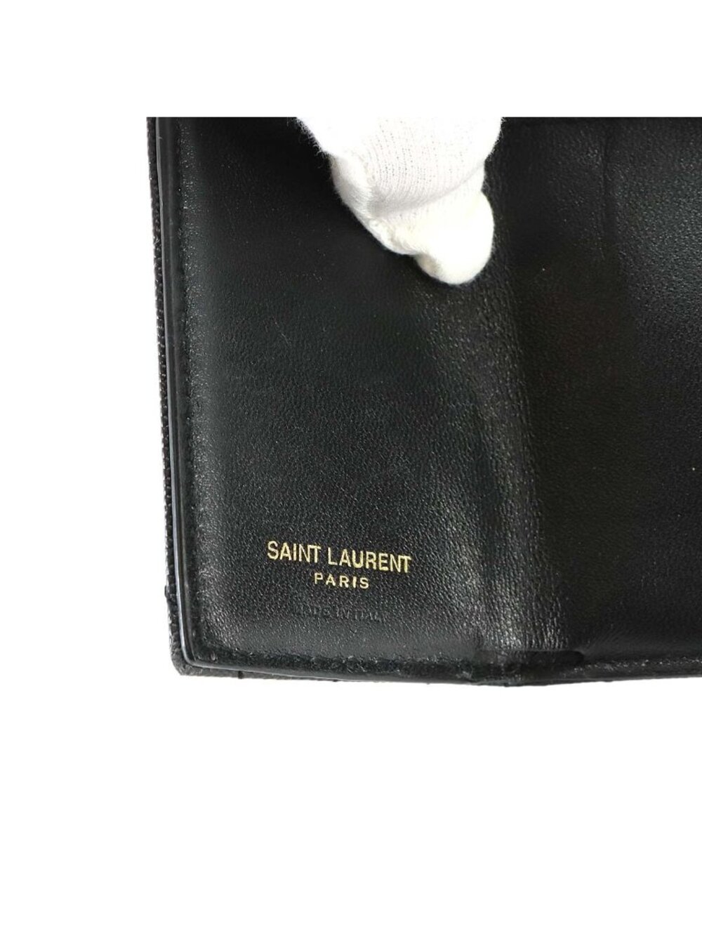 Saint Laurent Cassandra Origami Tiny Wallet Trifold Leather Black - Picture 6 of 8